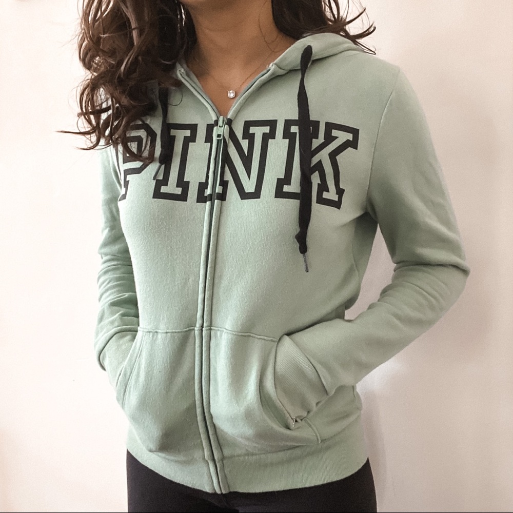 Victoria’s Secret PINK green full zip hoodie
